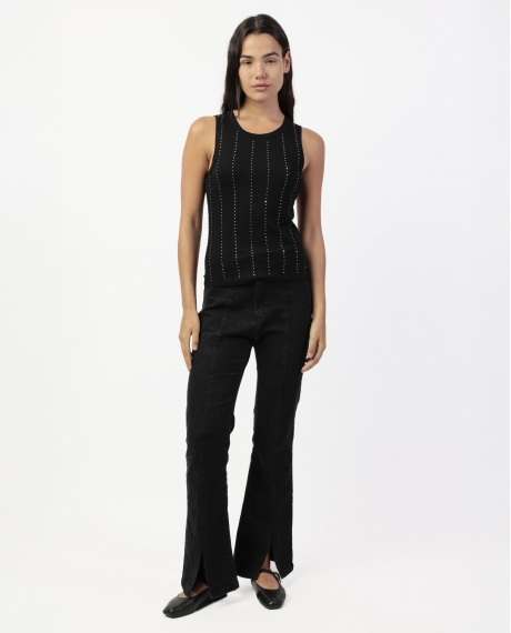 ADMAS Camiseta Sin Mangas Lines With Stones para Mujer NEGRO