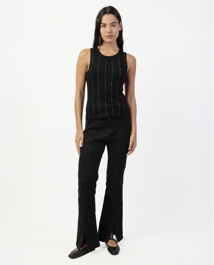 ADMAS Camiseta Sin Mangas Lines With Stones para Mujer NEGRO
