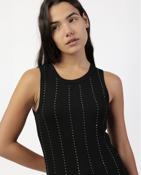ADMAS Camiseta Sin Mangas Lines With Stones para Mujer NEGRO 2
