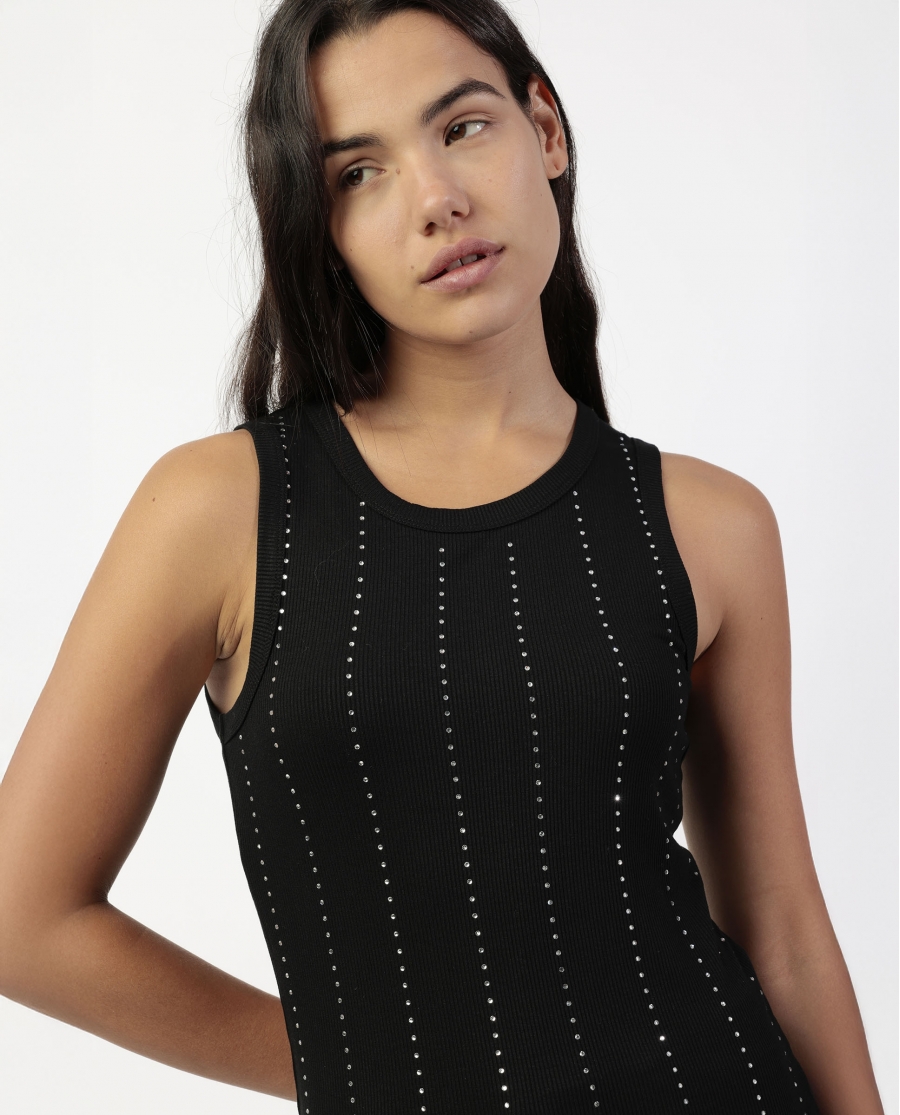 ADMAS Camiseta Sin Mangas Lines With Stones para Mujer NEGRO