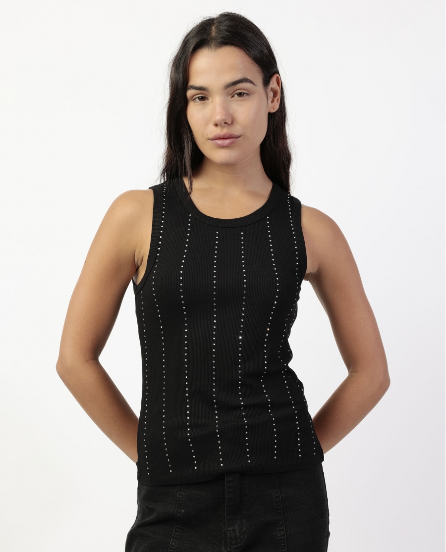 ADMAS Camiseta Sin Mangas Lines With Stones para Mujer NEGRO