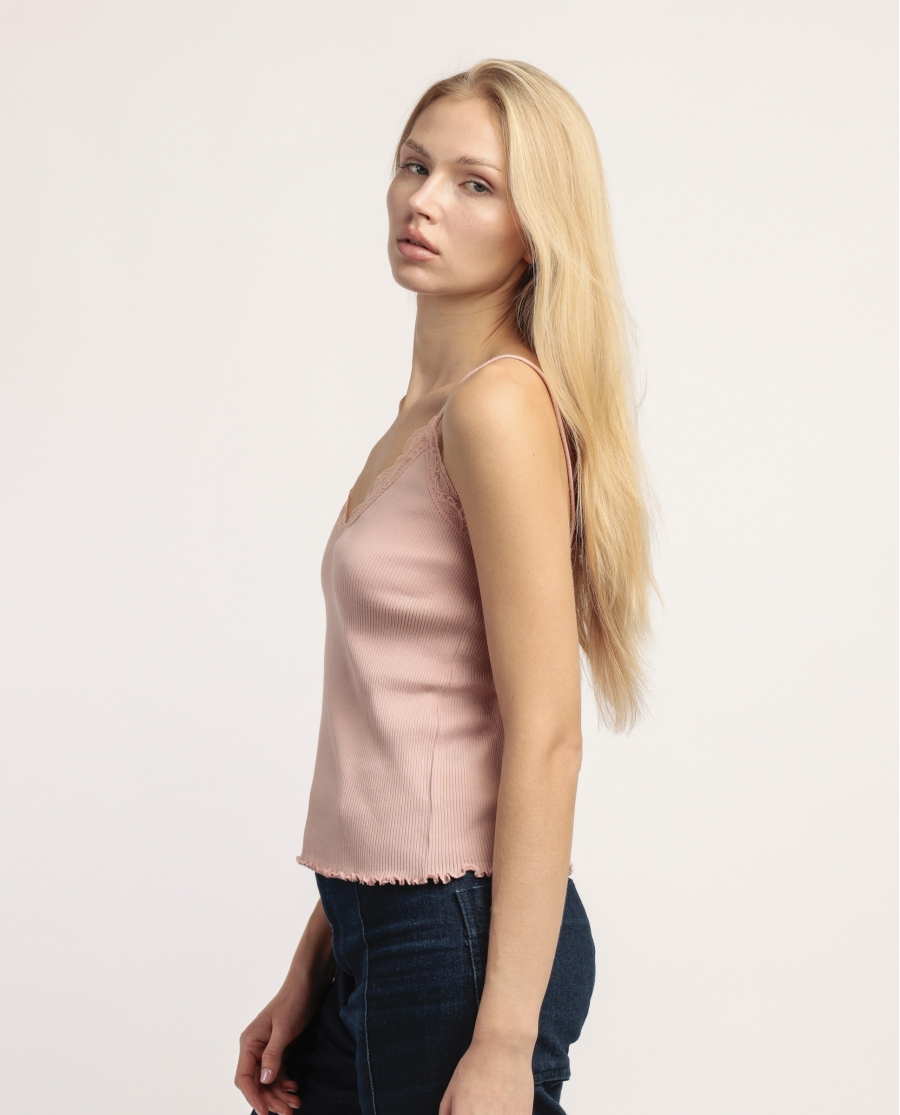 ADMAS Camiseta Tirantes Romantic Rib para Mujer ROSA