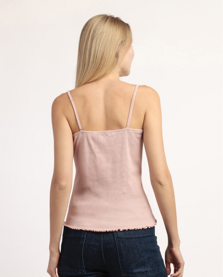 ADMAS Camiseta Tirantes Romantic Rib para Mujer ROSA