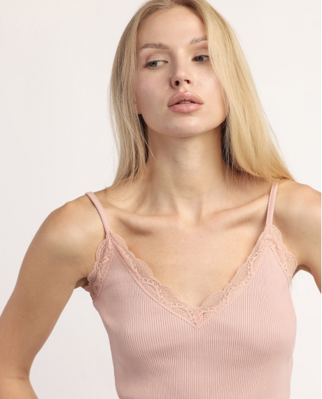ADMAS Camiseta Tirantes Romantic Rib para Mujer ROSA 2