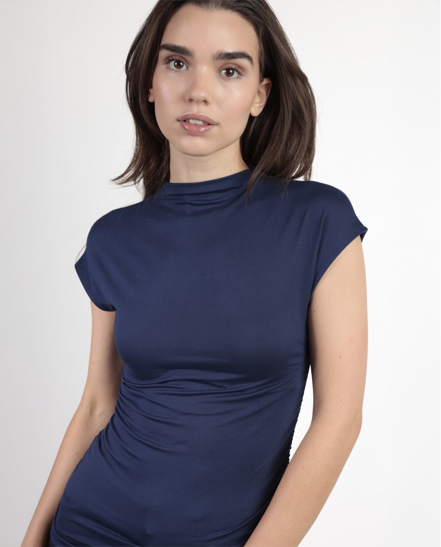 ADMAS Camiseta Manga Sisa Frunces para Mujer MARINO
