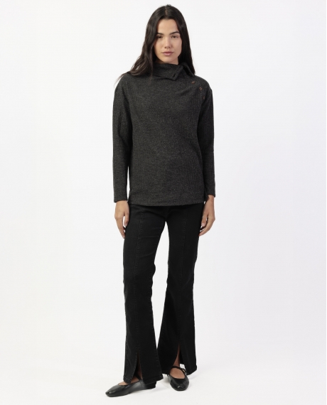 ADMAS Camiseta Manga Larga Neck Buttons para Mujer MARENGO