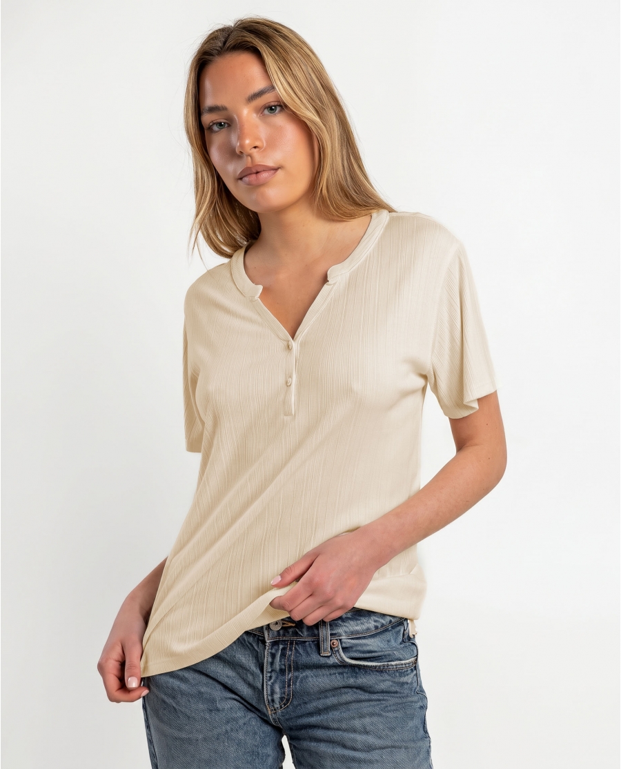 ADMAS Camiseta Manga Corta Blouse para Mujer CRUDO