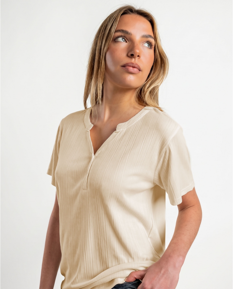 ADMAS Camiseta Manga Corta Blouse para Mujer CRUDO
