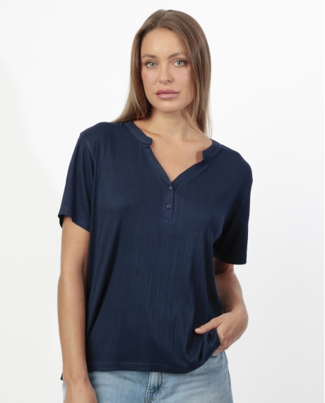 ADMAS Camiseta Manga Corta Blouse para Mujer MARINO