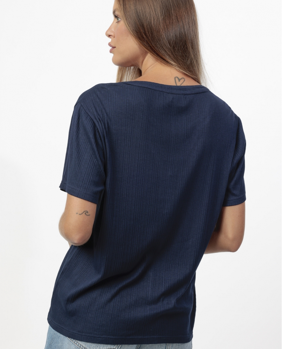 ADMAS Camiseta Manga Corta Blouse para Mujer MARINO