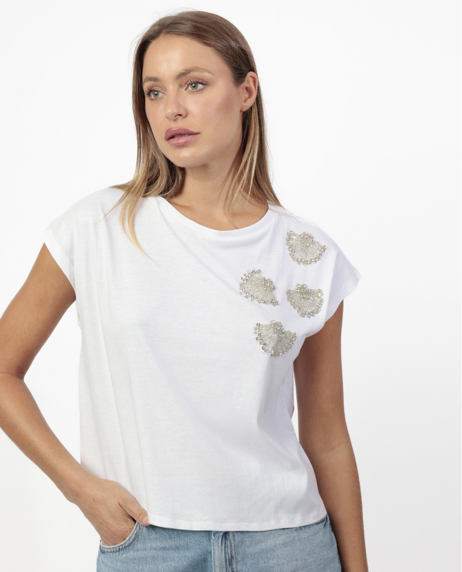 ADMAS Camiseta Manga Corta Shine Fun para Mujer BLANCO