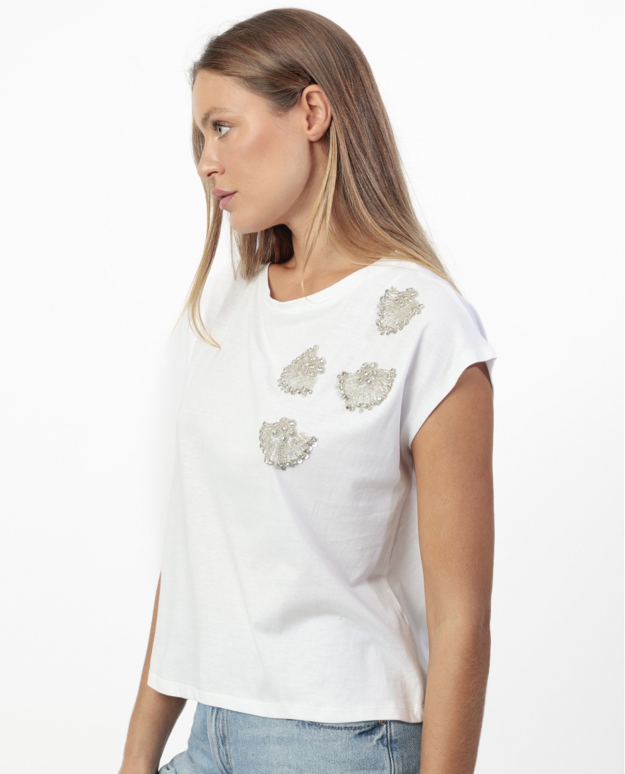 ADMAS Camiseta Manga Corta Shine Fun para Mujer BLANCO