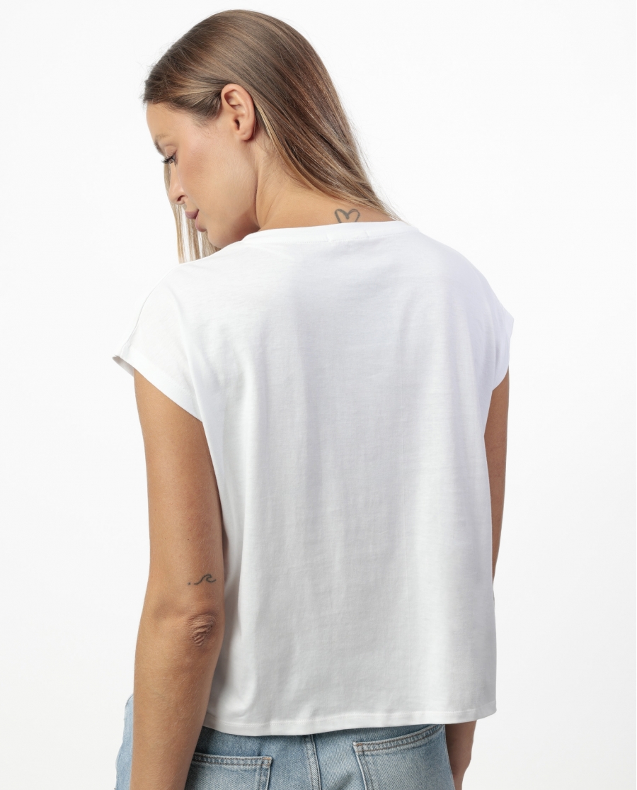 ADMAS Camiseta Manga Corta Shine Fun para Mujer BLANCO