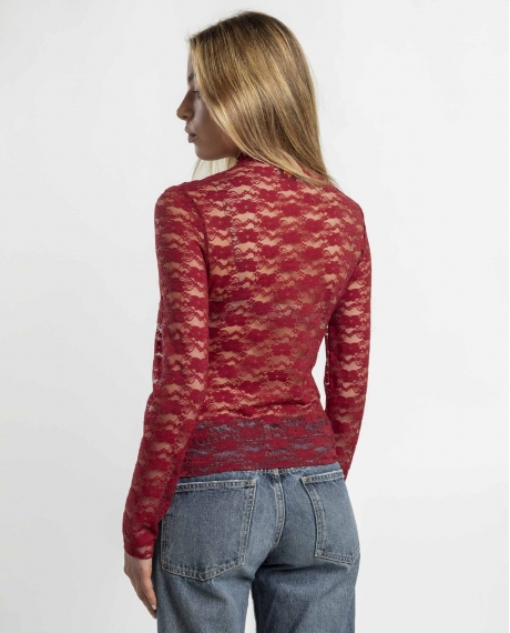 ADMAS Camiseta Manga Larga Blonda para Mujer BURDEOS 2