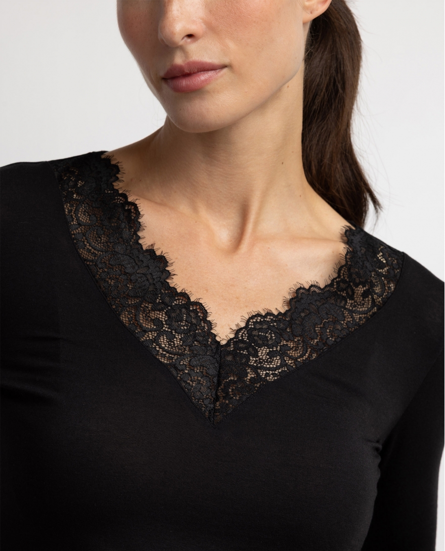 ADMAS Camiseta Manga Larga Special Fabric para Mujer NEGRO