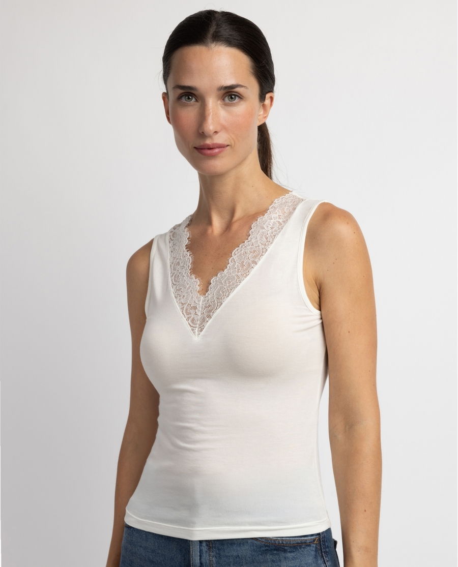 ADMAS Camiseta Sin Mangas Special Fabric para Mujer CAVA
