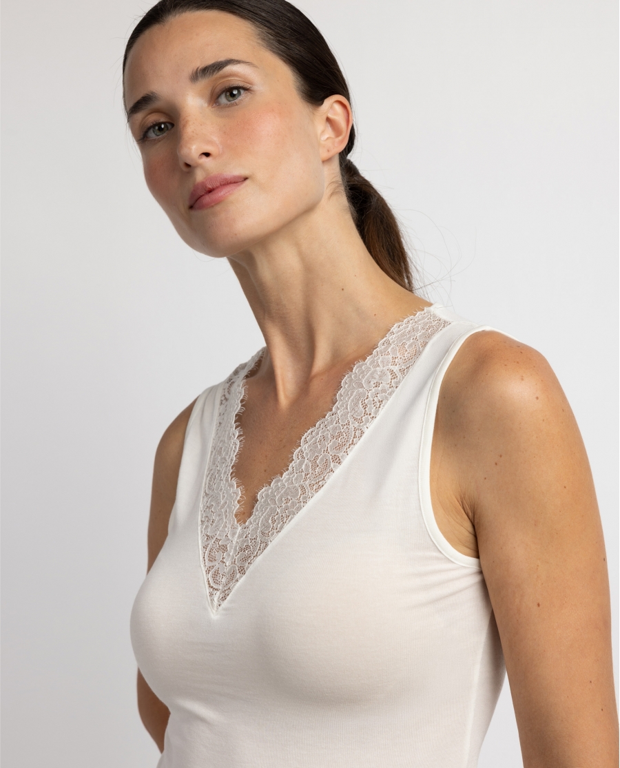ADMAS Camiseta Sin Mangas Special Fabric para Mujer CAVA