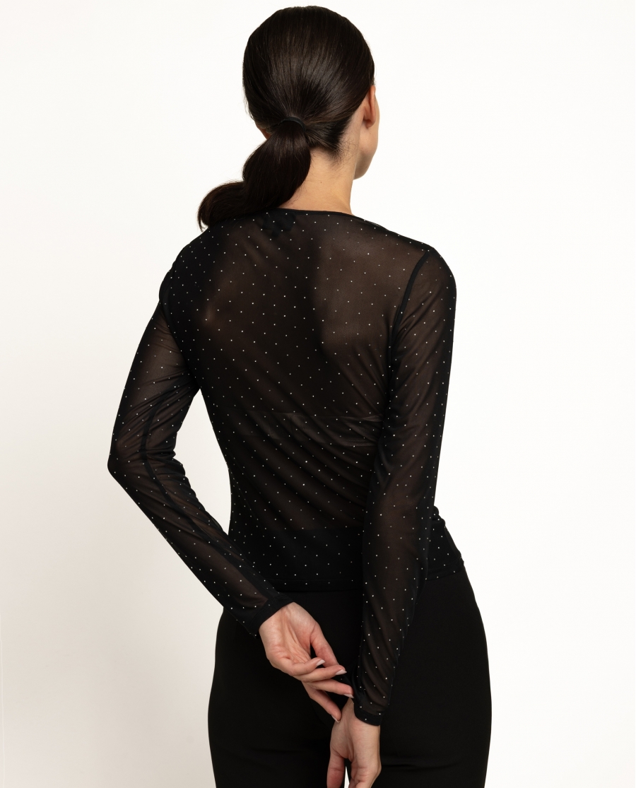 ADMAS Camiseta Manga Larga Little Stones para Mujer NEGRO