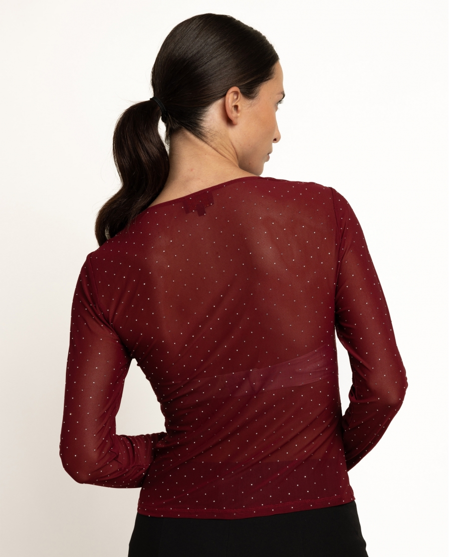 ADMAS Camiseta Manga Larga Little Stones para Mujer BURDEOS