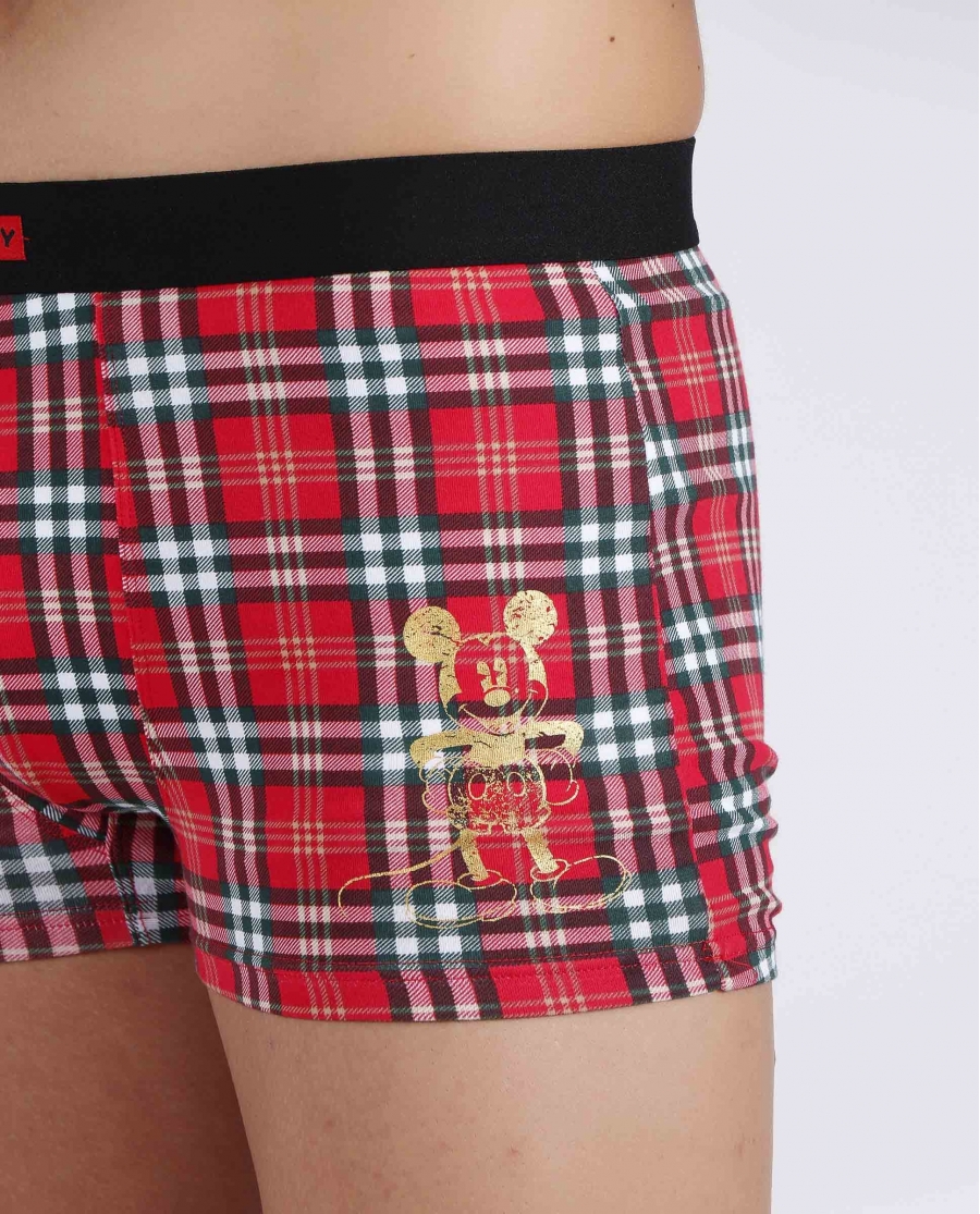 DISNEY Calzoncillo/Bóxer Mickey Check Taza Regalo para Hombre ROJO