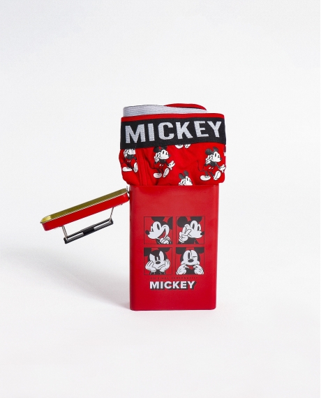 DISNEY Calzoncillo/Bóxer Mickey State Caja Metal Regalo para Niño, (Caja 12 unidades) ROJO 2