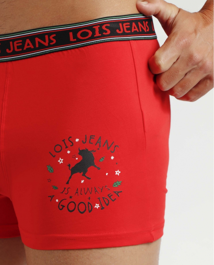 LOIS Calzoncillo/Bóxer Taza Regalo Good Idea para Hombre, (Caja 12 unidades) ROJO