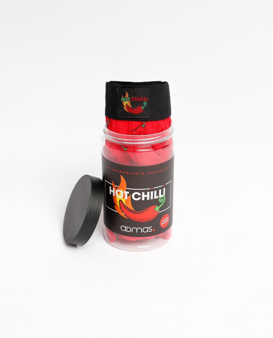 ADMAS Calzoncillo/Bóxer Hot Chili Caja Regalo para Hombre, (Caja de 12 unidades) ROJO