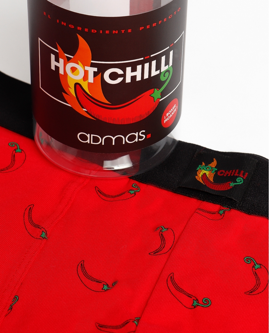 ADMAS Calzoncillo/Bóxer Hot Chili Caja Regalo para Hombre, (Caja de 12 unidades) ROJO