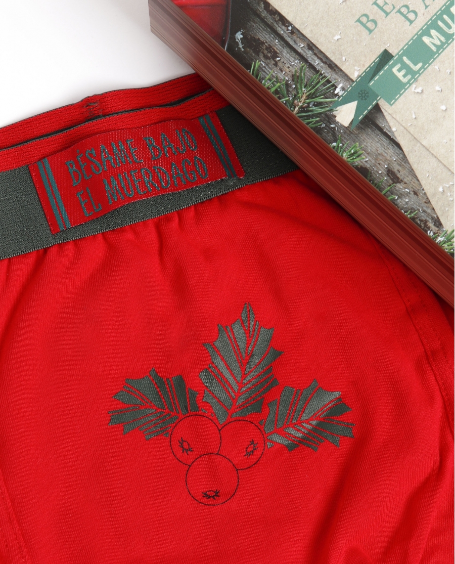 ADMAS Calzoncillo/Boxer Muerdago para Hombre ROJO