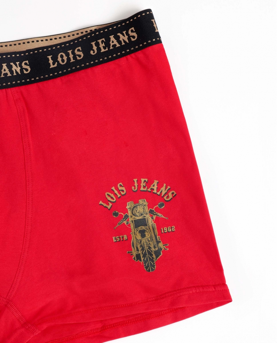 LOIS Calzoncillo/Boxer Moto Bote Metal Regalo para Hombre, (Caja 12 unidades) ROJO