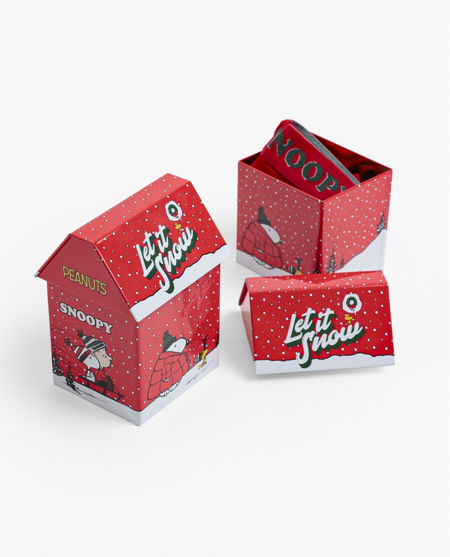 PEANUTS Calzoncillo/Boxer Let It Snow Home para Hombre, (Caja 12 unidades) ROJO