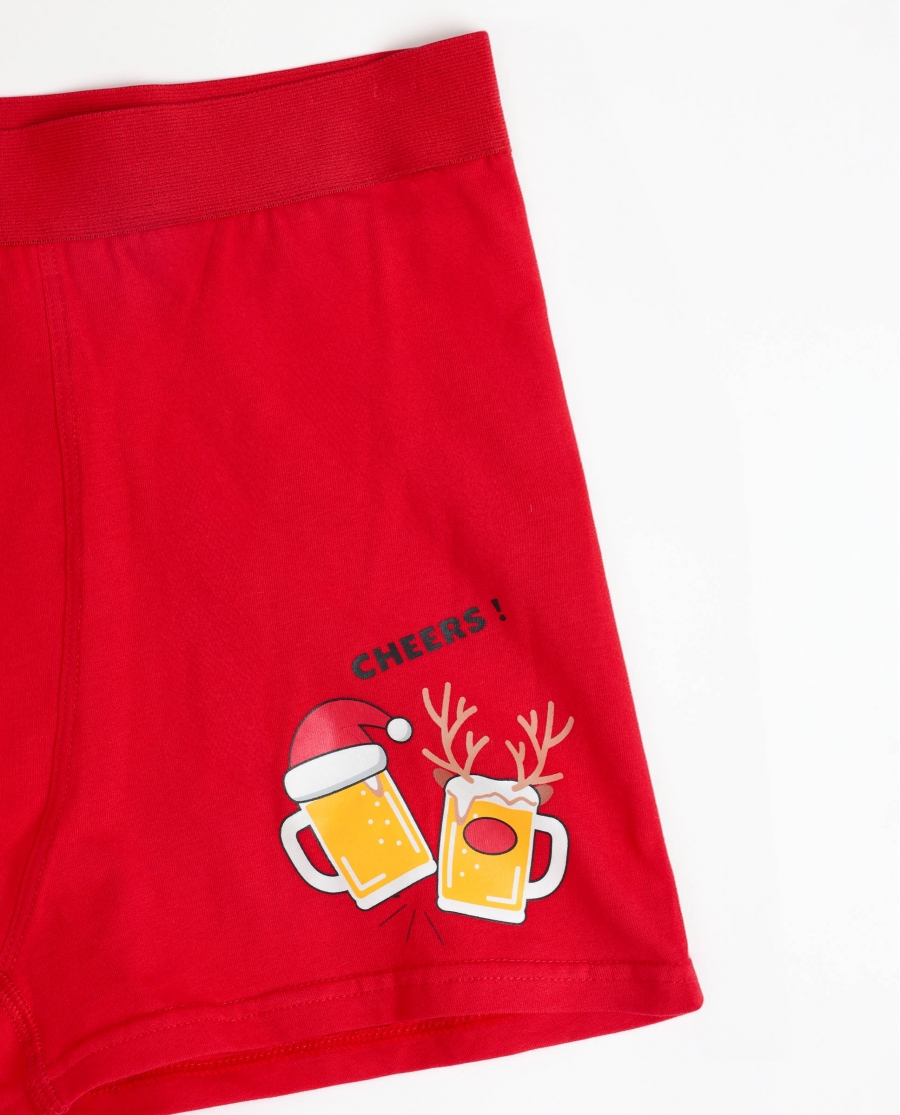 ADMAS Calzoncillo/Boxer Beermas para Hombre, (Caja 12 unidades) ROJO