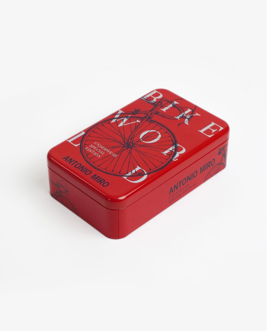 ANTONIO MIRO Calzoncillo/Boxer Bike World Caja Metal Regalo para Hombre, (Caja 12 unidades) ROJO