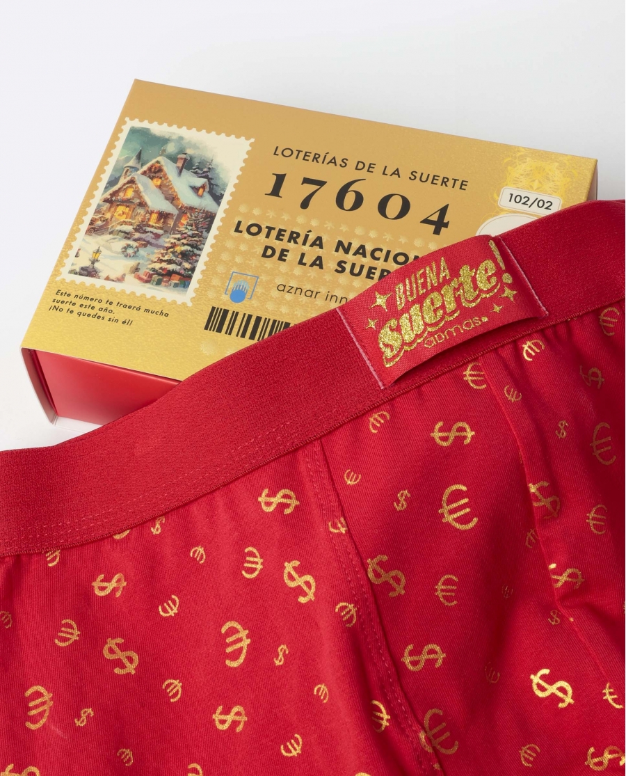 ADMAS Calzoncillo/Boxer Loteria para Hombre, (Caja 12 unidades) ROJO