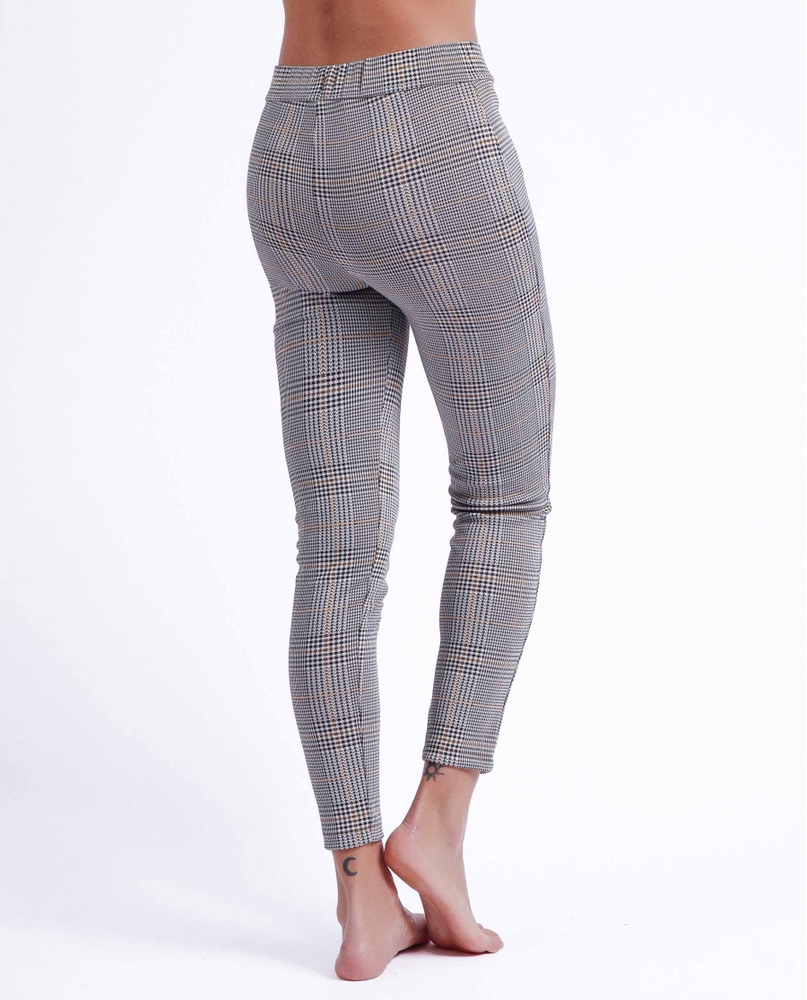 ADMAS Pantalón Elástico Largo Gales para Mujer CUADROS