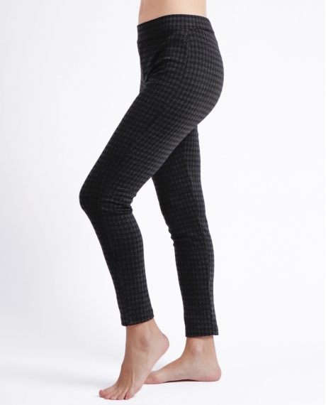 ADMAS Pantalón Elástico Largo Pata de Gallo para Mujer GRIS