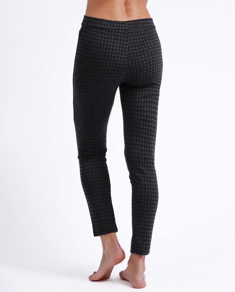 ADMAS Pantalón Elástico Largo Pata de Gallo para Mujer GRIS
