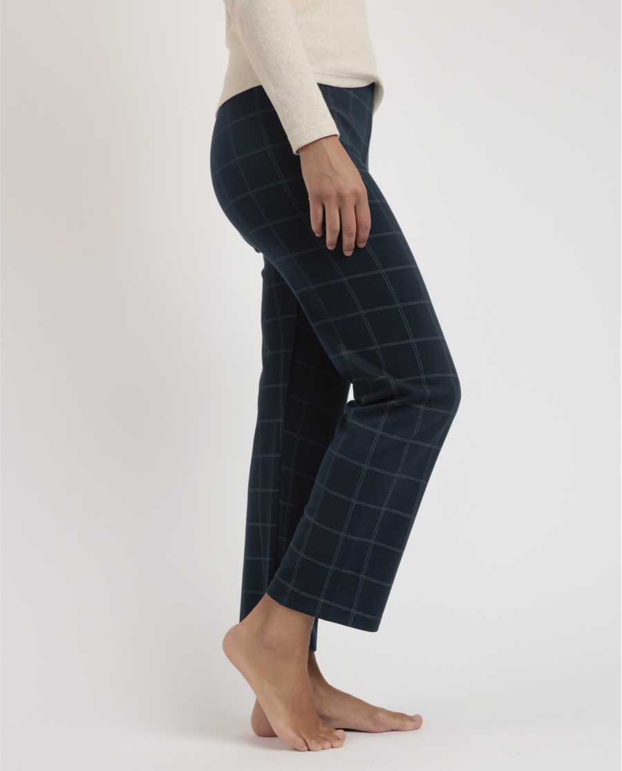 ADMAS Pantalón Elástico Largo Navy Checks para Mujer MARINO