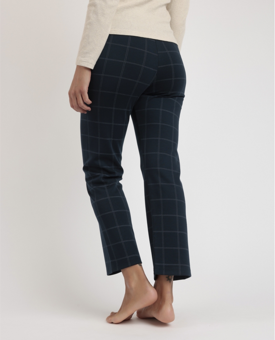 ADMAS Pantalón Elástico Largo Navy Checks para Mujer MARINO