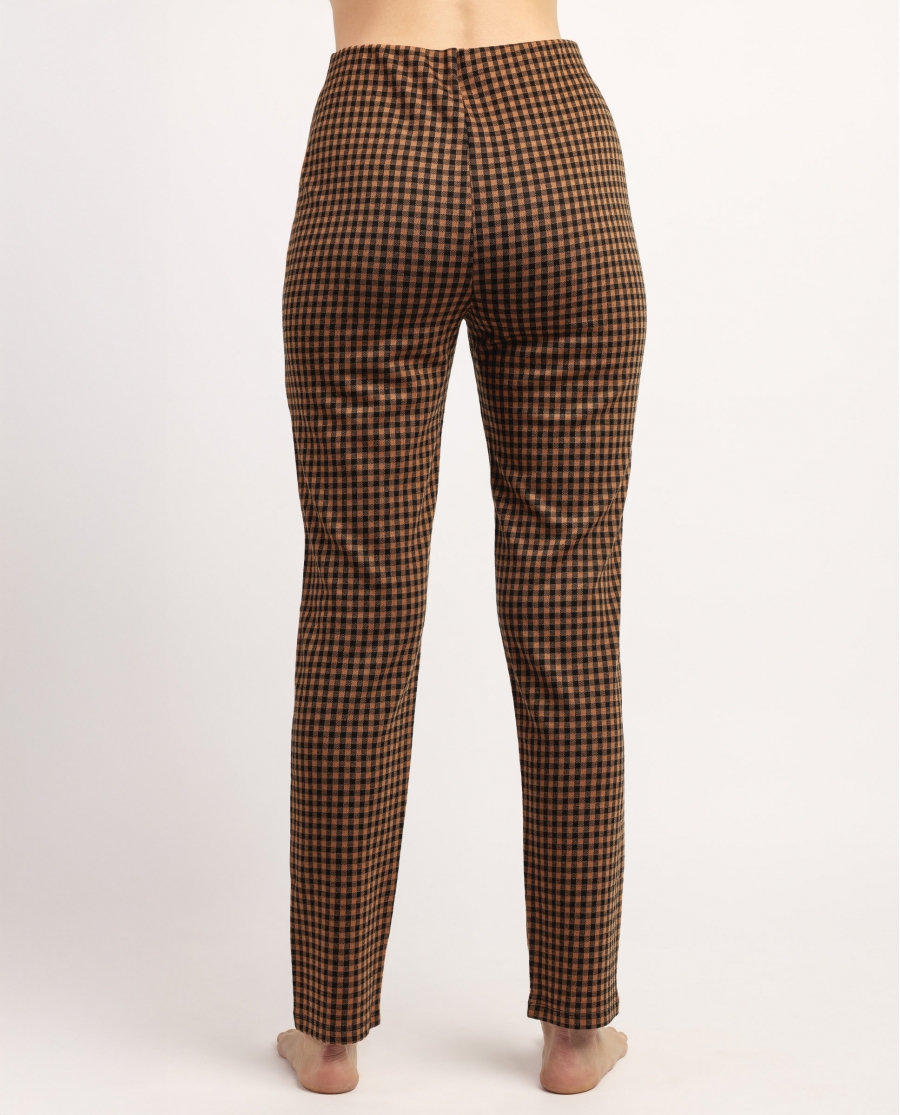 ADMAS Pantalón Elástico Largo Vichy para Mujer NARANJA