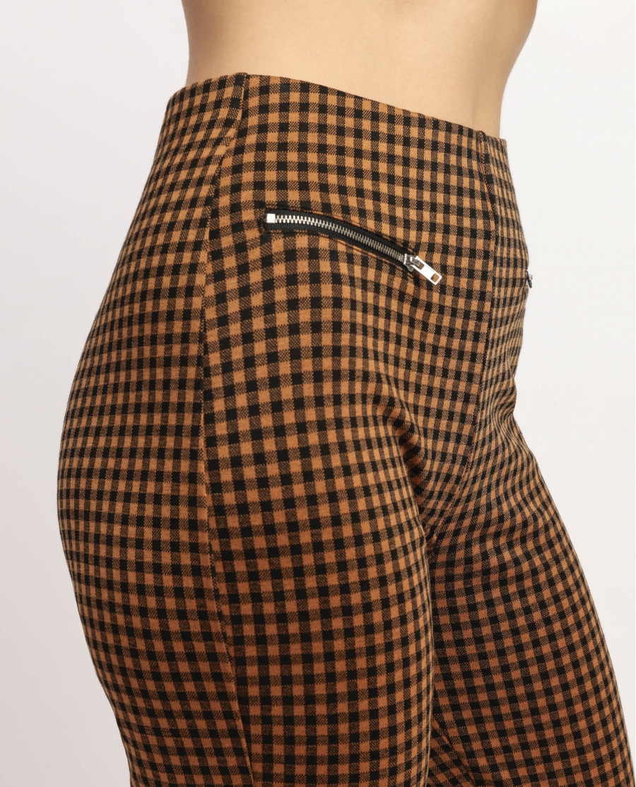 ADMAS Pantalón Elástico Largo Vichy para Mujer NARANJA