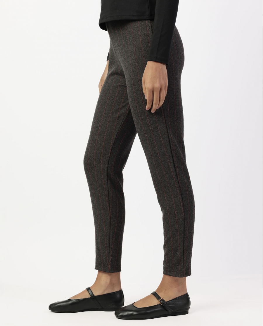ADMAS Pantalón Elástico Largo Diplomático Rayas para Mujer GRIS JASPE