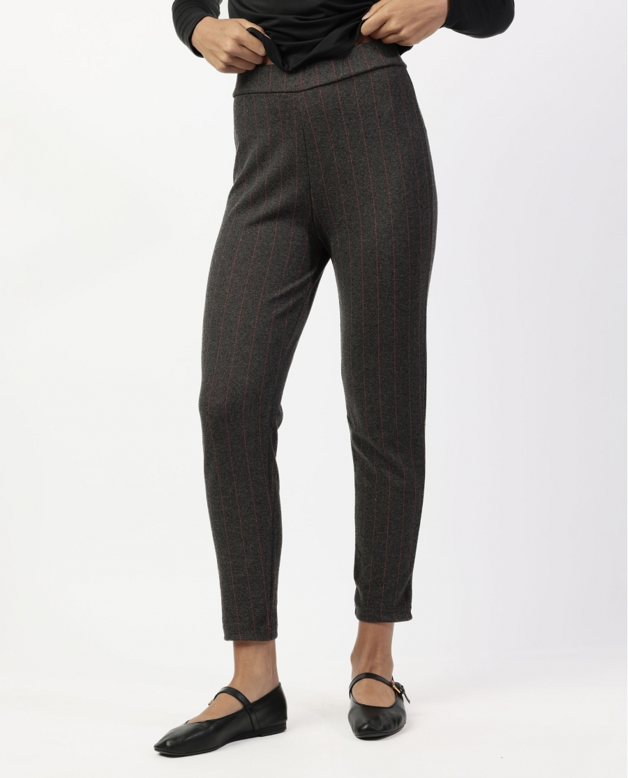 ADMAS Pantalón Elástico Largo Diplomático Rayas para Mujer GRIS JASPE
