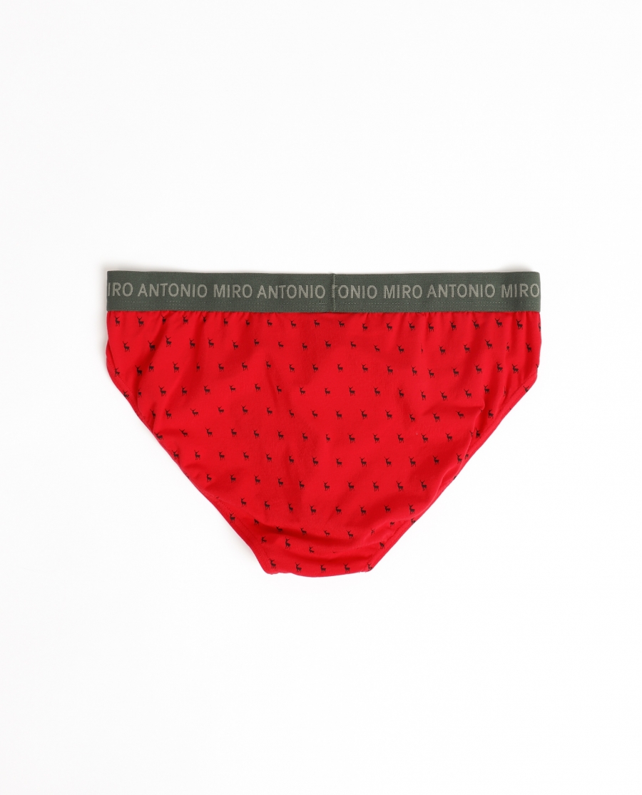 ANTONIO MIRO Calzoncillo/Slip Ciervos Bote Metal Regalo para Hombre, (Caja 12 unidades) ROJO