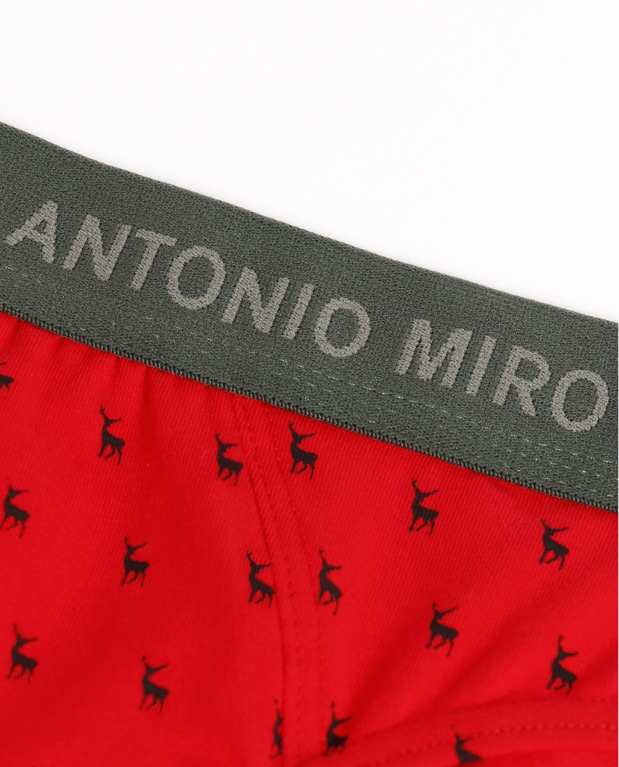 ANTONIO MIRO Calzoncillo/Slip Ciervos Bote Metal Regalo para Hombre, (Caja 12 unidades) ROJO