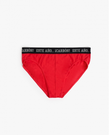 ADMAS Calzoncillo/Slip Este Año Carbón para Hombre, (Caja 12 unidades) ROJO