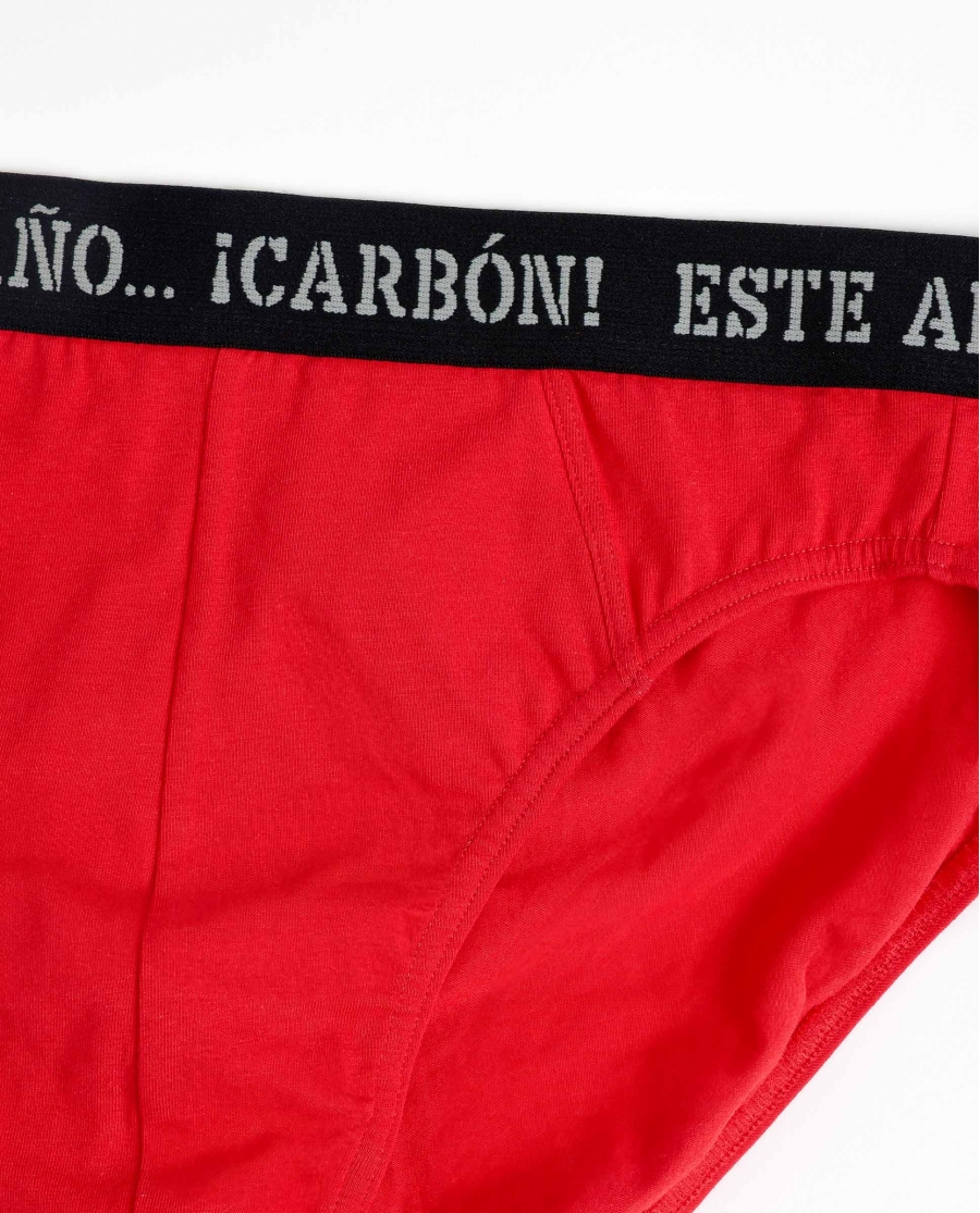 ADMAS Calzoncillo/Slip Este Año Carbón para Hombre, (Caja 12 unidades) ROJO