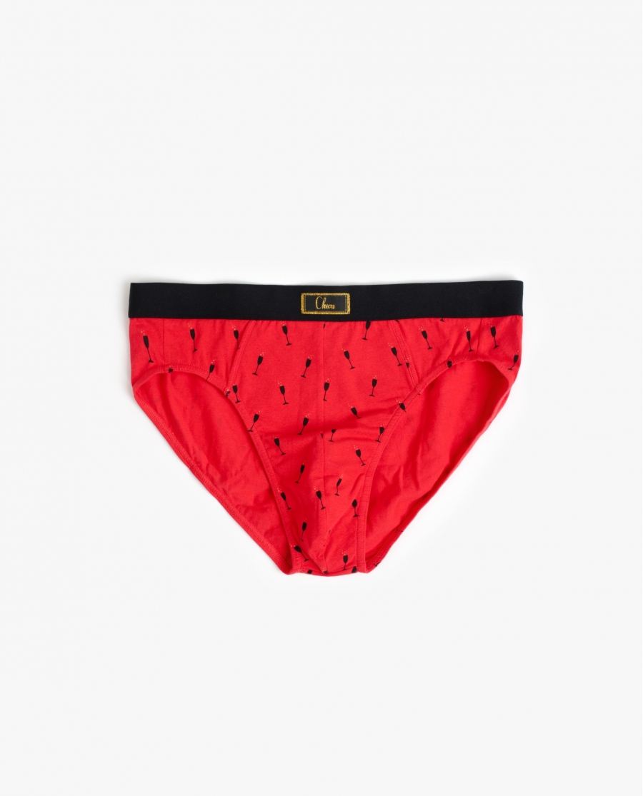 ADMAS Calzoncillo/Slip Botella Cheers para Hombre, (Caja 12 unidades) ROJO