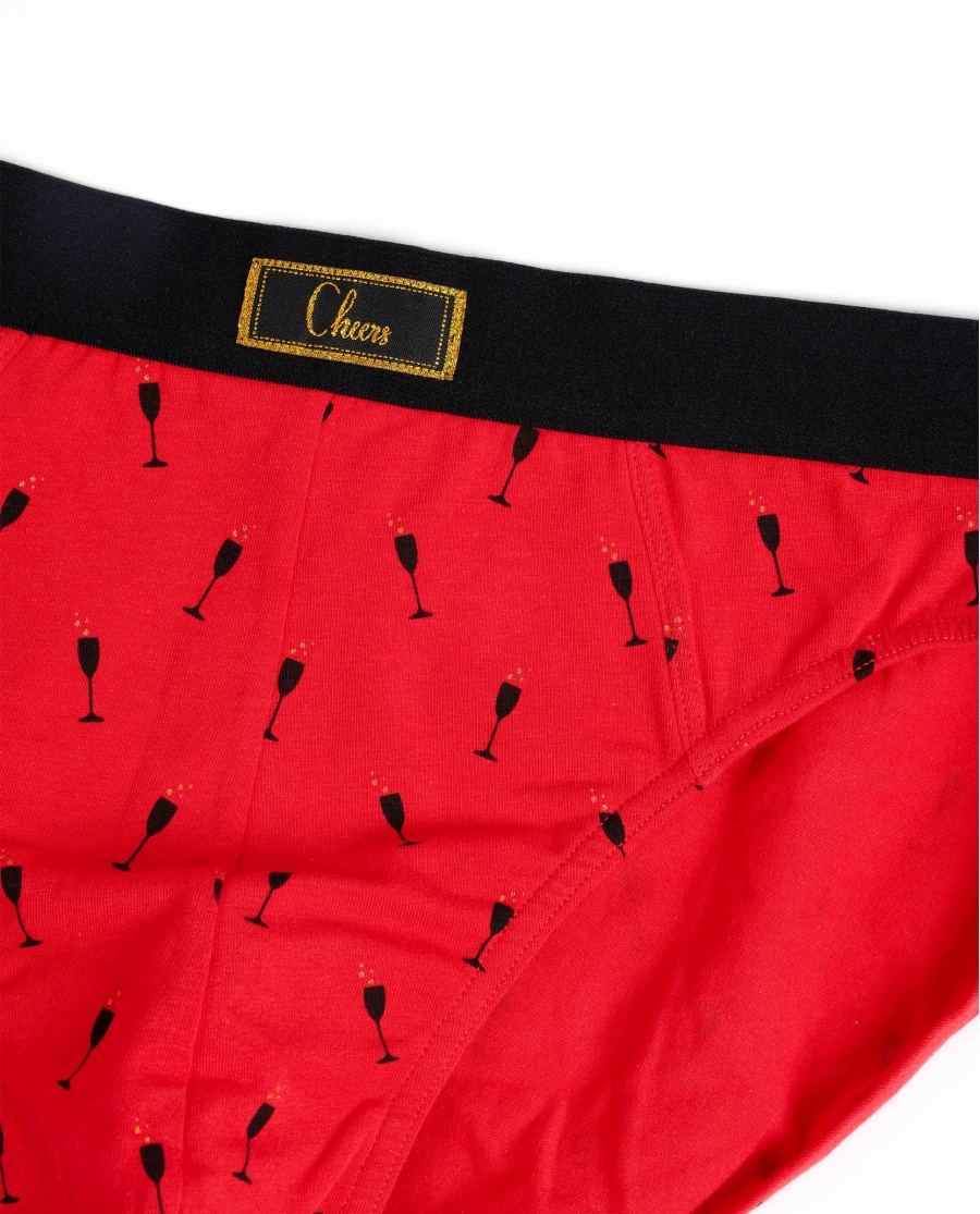 ADMAS Calzoncillo/Slip Botella Cheers para Hombre, (Caja 12 unidades) ROJO