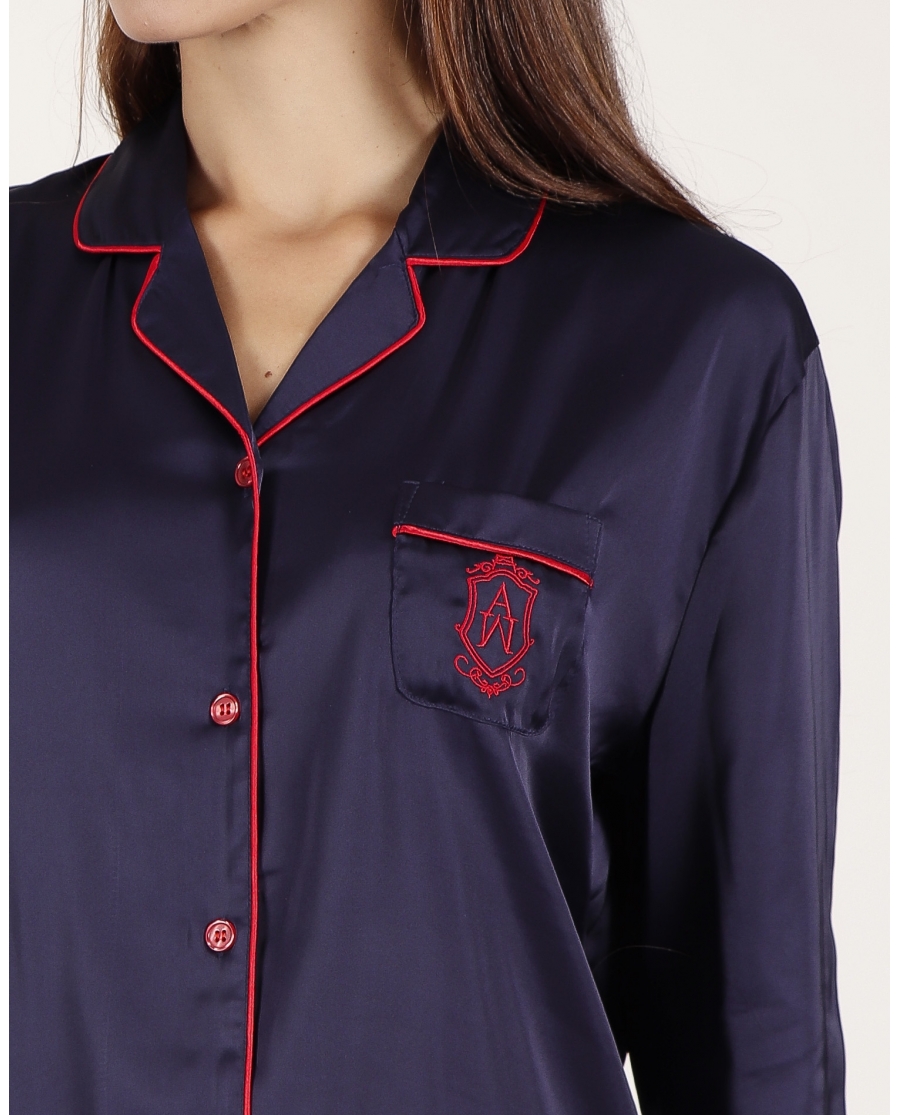 ADMAS CLASSIC Pijama Manga Larga Abierto Classic Christmas para Mujer MARINO